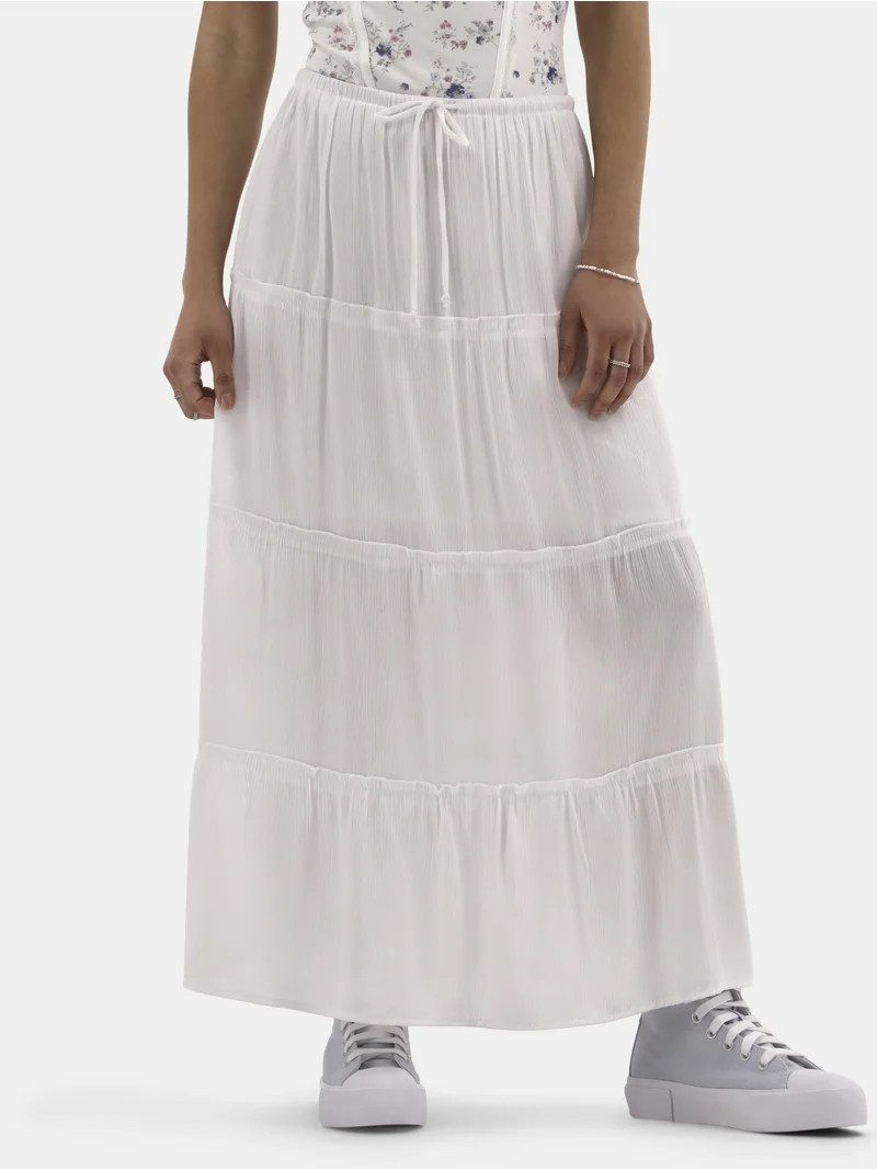No Boundaries Tiered Maxi Skirt, Women's and Women's Plus | Walmart (US)