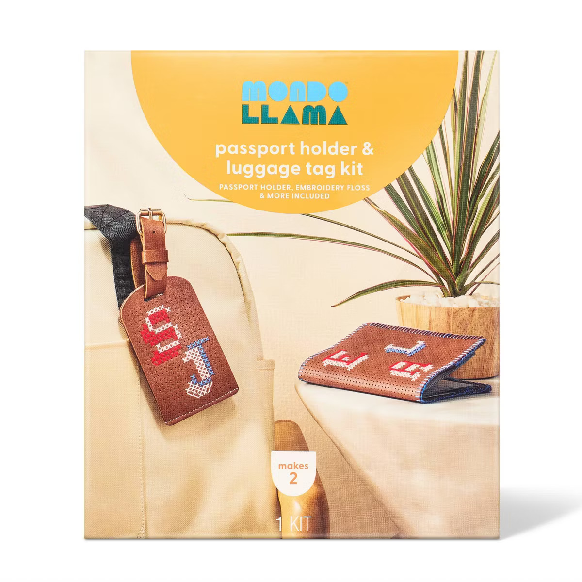 Custom Cross Stich Passport Holder & Luggage Tag Craft Kit - Mondo Llama™ | Target