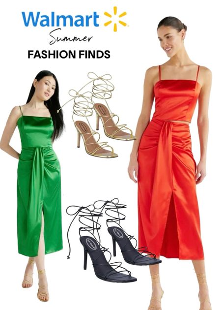 Walmart Fashion new arrivals, I’m loving this satin 2 piece set. I love that they can be styled separately with other pieces. Also love this lace up sandals . I already have them in pink and I’m obsessed 

#LTKSeasonal #LTKfindsunder50 #LTKstyletip