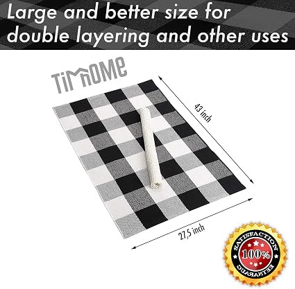 TimHome - Outdoor Rug 27.5 x 43 Inches, Porch Rugs Outdoor Black /White, Buffalo Plaid Outdoor Ru... | Amazon (US)