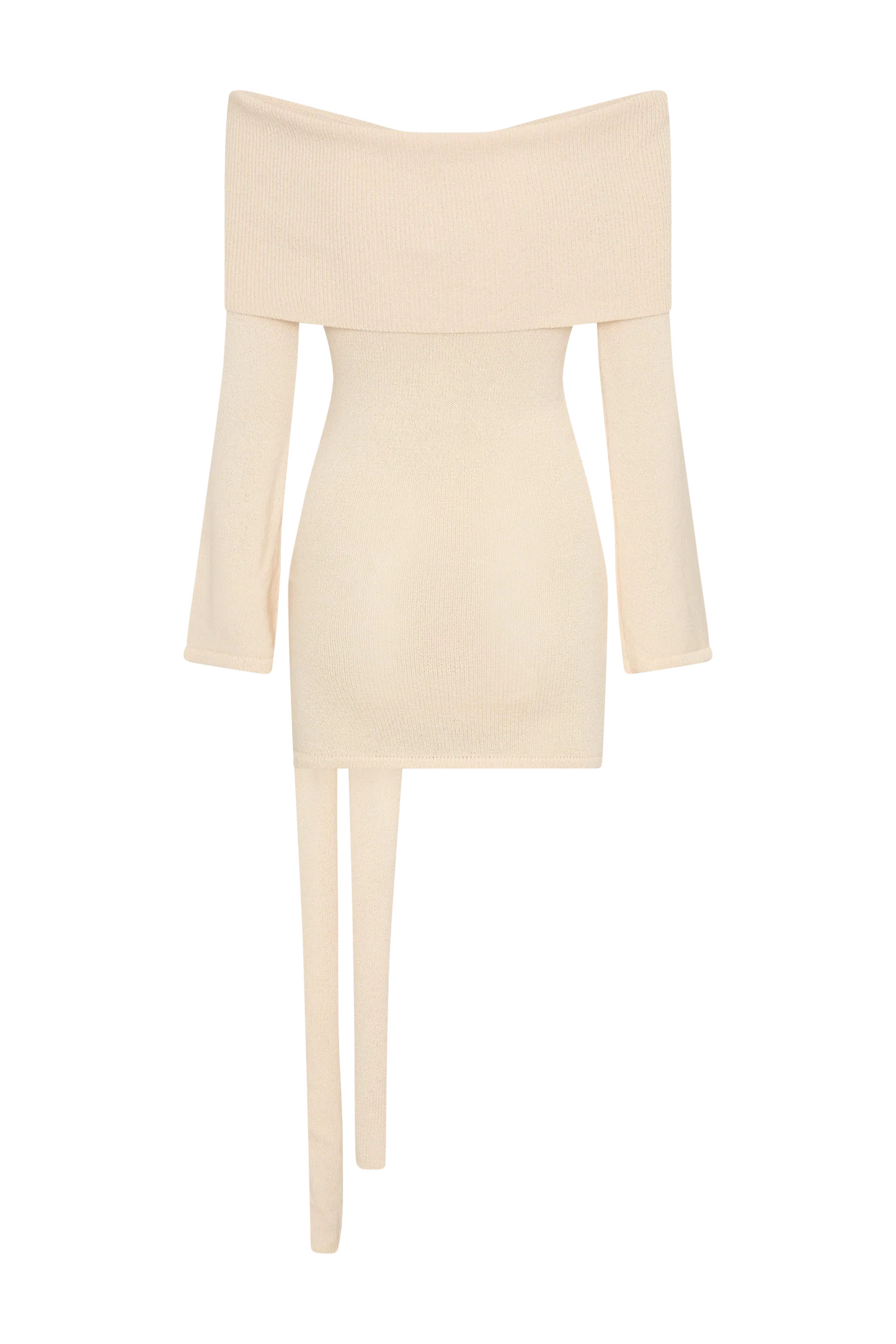 Camryn Off Shoulder Tie Knit Mini Dress - Cream Marle | MESHKI US