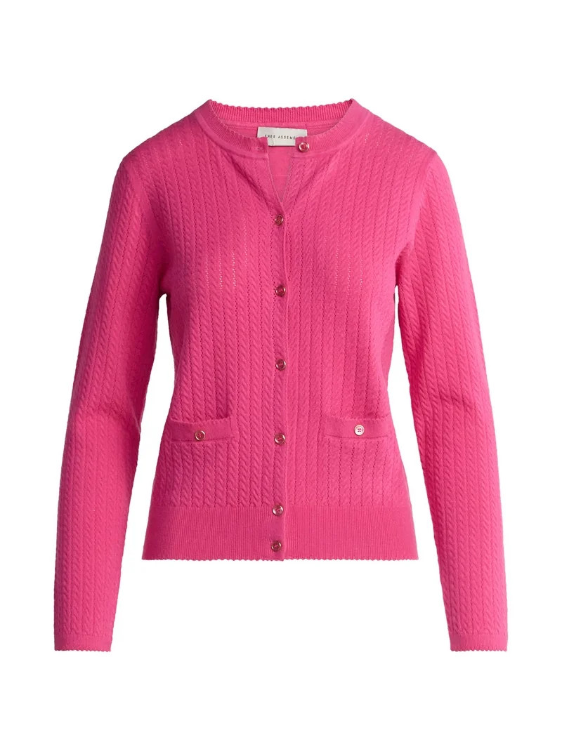 Free Assembly Women's and Women's Plus Cozy Yarn Welt Pocket Cable Cardigan Sweater, Midweight, S... | Walmart (US)