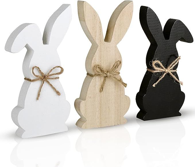 Treory Easter Decorations for The Home, 3 pcs Easter Bunny Wooden Table Centerpiece Signs Easter ... | Amazon (US)