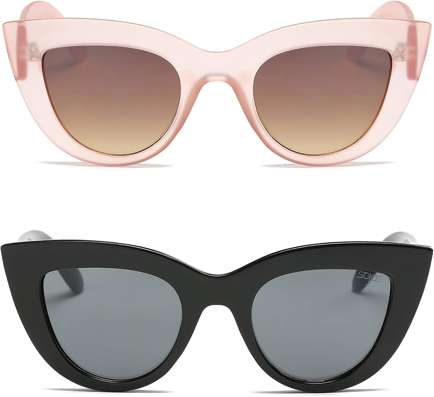 SOJOS Retro Vintage Cateye Sunglasses for Women UV400 Mirrored Lens 2PACK SJ2939 | Amazon (US)