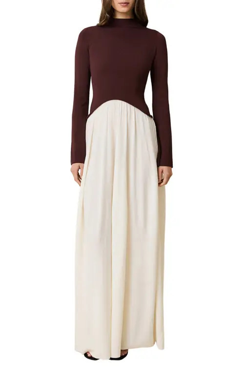 Solid & Striped The Soglio Long Sleeve Maxi Swetter Dress in Raisin Brown at Nordstrom, Size Large | Nordstrom