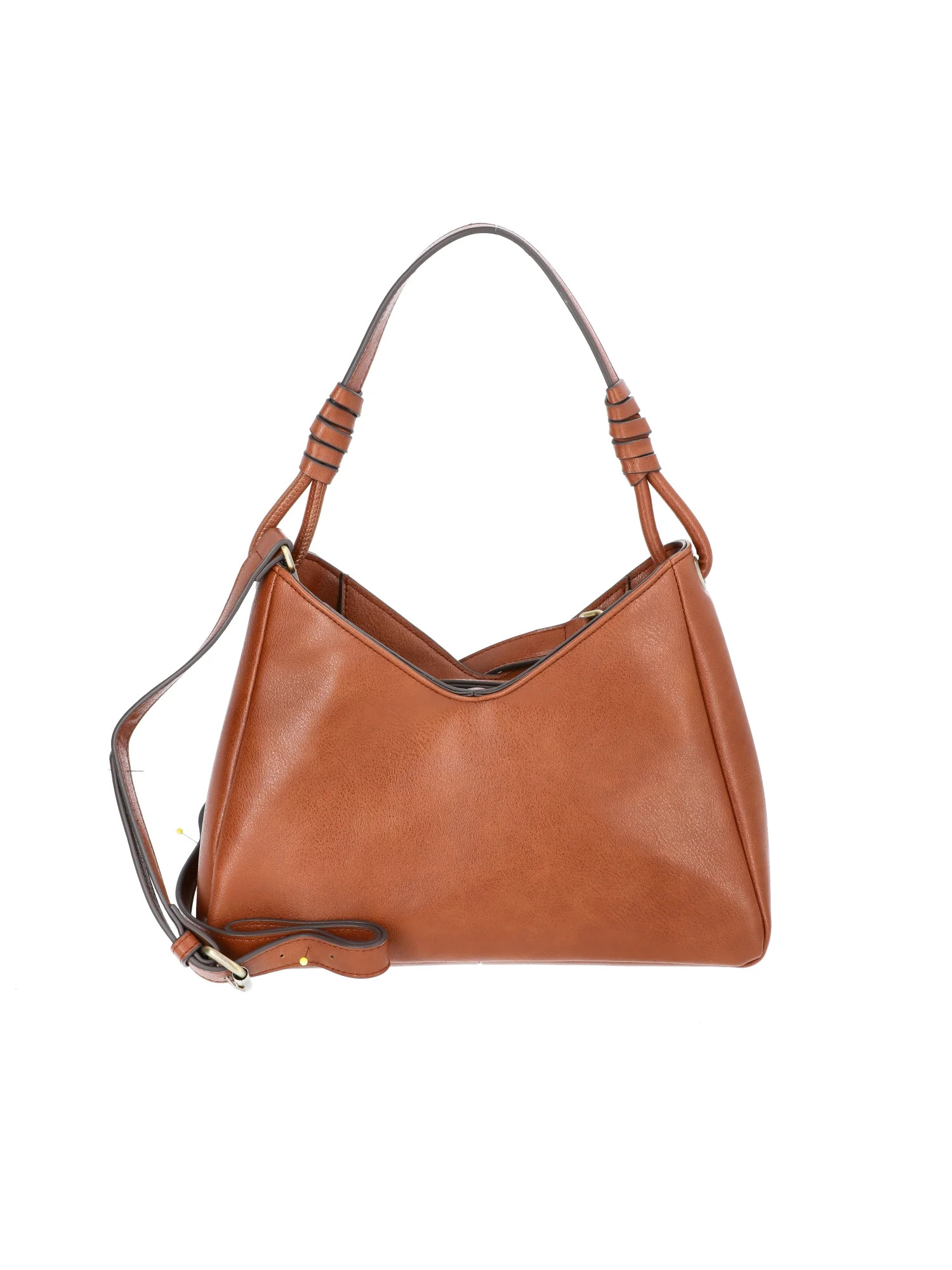 Time and Tru Women's River Faux Leather Small Hobo Shoulder Bag, Cognac | Walmart (US)