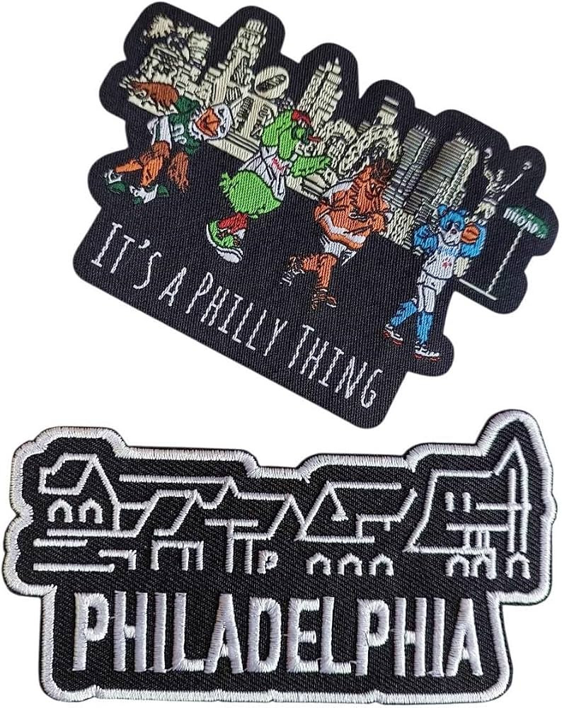 Philadelphia and Philly Thing Black Iron-On Embroidered Patches, Set of 2 | Amazon (US)