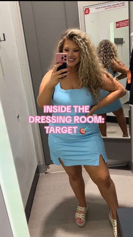 inside the dressing room at target! 🎯 active dresses are a size large, shorts are an XXL & XL, tops are a large but run a little big, and pajama's are a large & XL!