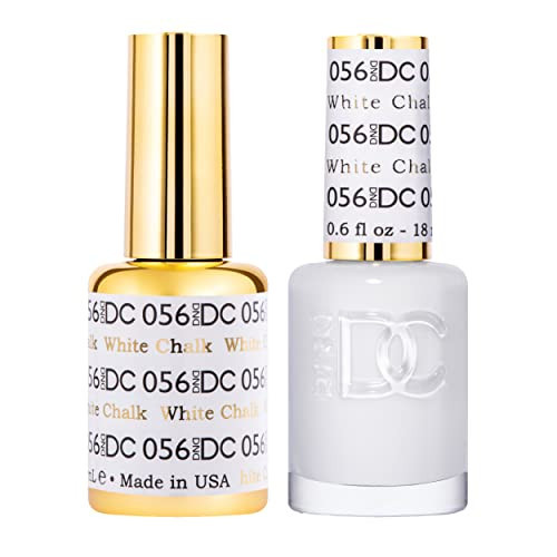DND DC Gel Polish Set, White Collection, UV/LED Gel Polish and Air Dry Nail Lacquer, Matching Chip-Free Polish Duo, 056 White Chalk, 0.5 Fl Oz | Amazon (US)