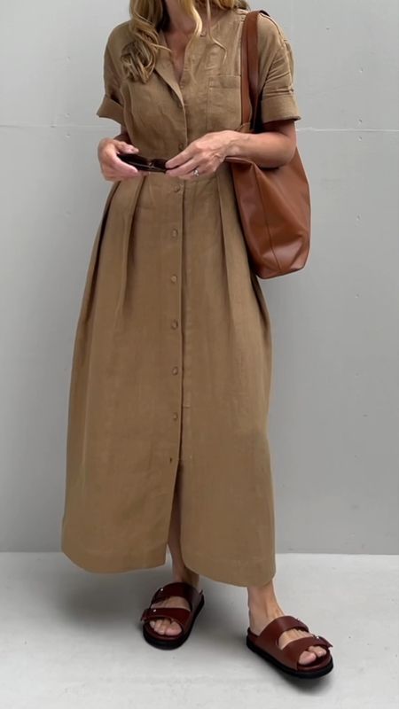 Short sleeve maxi button up dress, brown belt, brown tote bag, brown sandals, cat eye sunglasses 

#LTKeurope #LTKSeasonal #LTKtravel