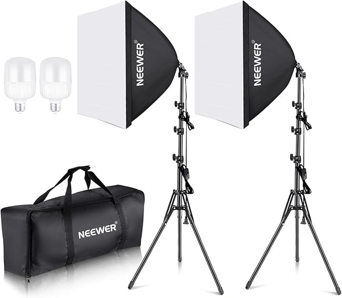 NEEWER 700W Equivalent Softbox Lighting Kit, 2Pack UL Certified 5700K LED Lighting Bulbs, 24x24 i... | Amazon (US)