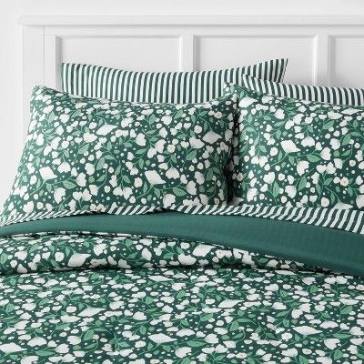 Floral Printed Microfiber Reversible Comforter & Sheets Set Dark Green - Room Essentials™ | Target