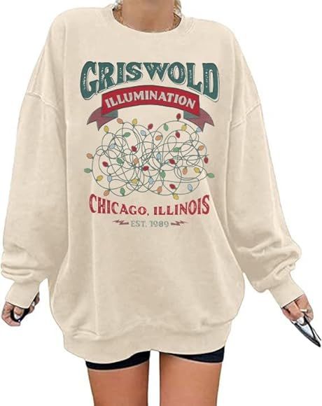 HEBBE Oversized Christmas Sweatshirt for Women Funny Christmas Vacation Sweatshirt Xmas Crewneck ... | Amazon (US)