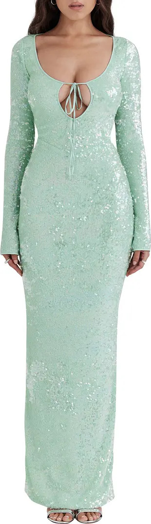 HOUSE OF CB Titania Sequin Long Sleeve Gown | Nordstrom | Nordstrom