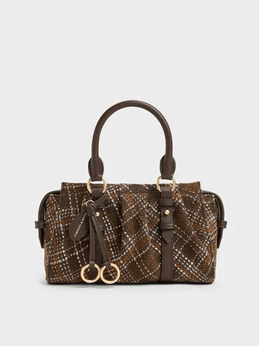 Multicoloured Britton Checkered Top Handle Tote Bag | CHARLES & KEITH | Charles & Keith US
