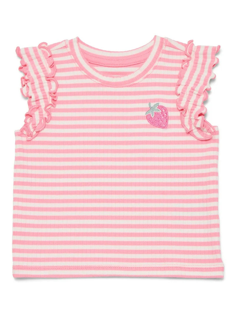 Wonder Nation Baby Girls Tee with Flutter Sleeves, Sizes 0-24 Months | Walmart (US)