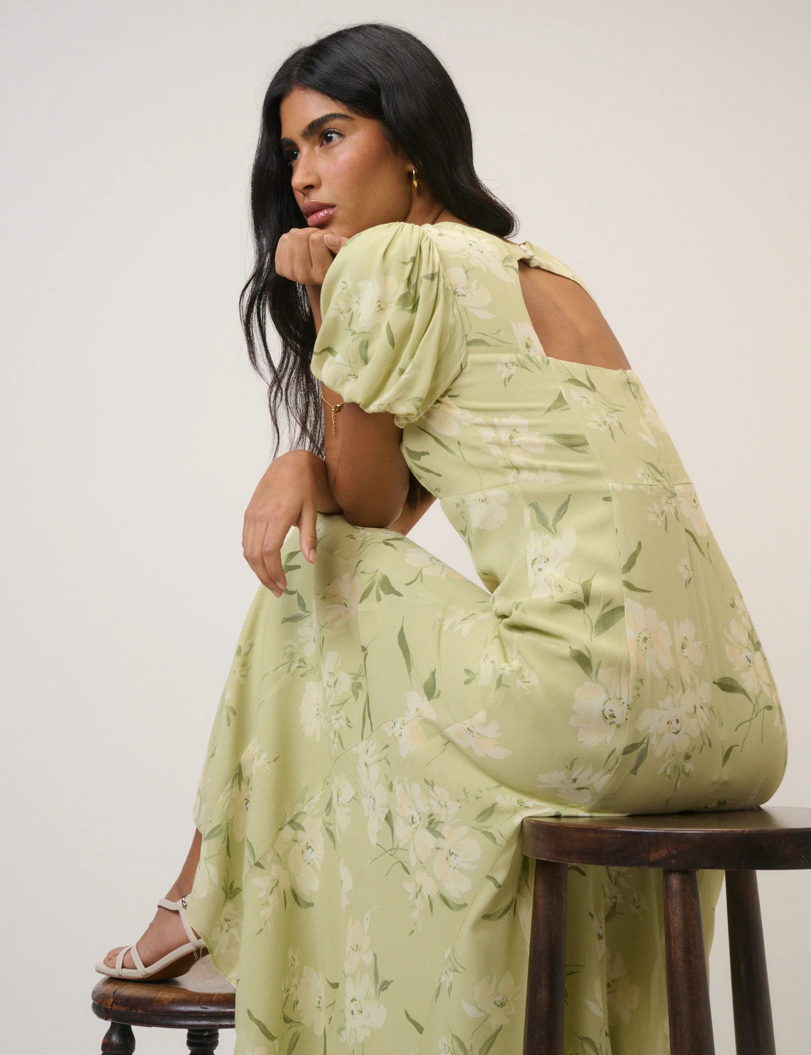 Sage Floral Chiffon Juno Maxi Dress | Nobody's Child