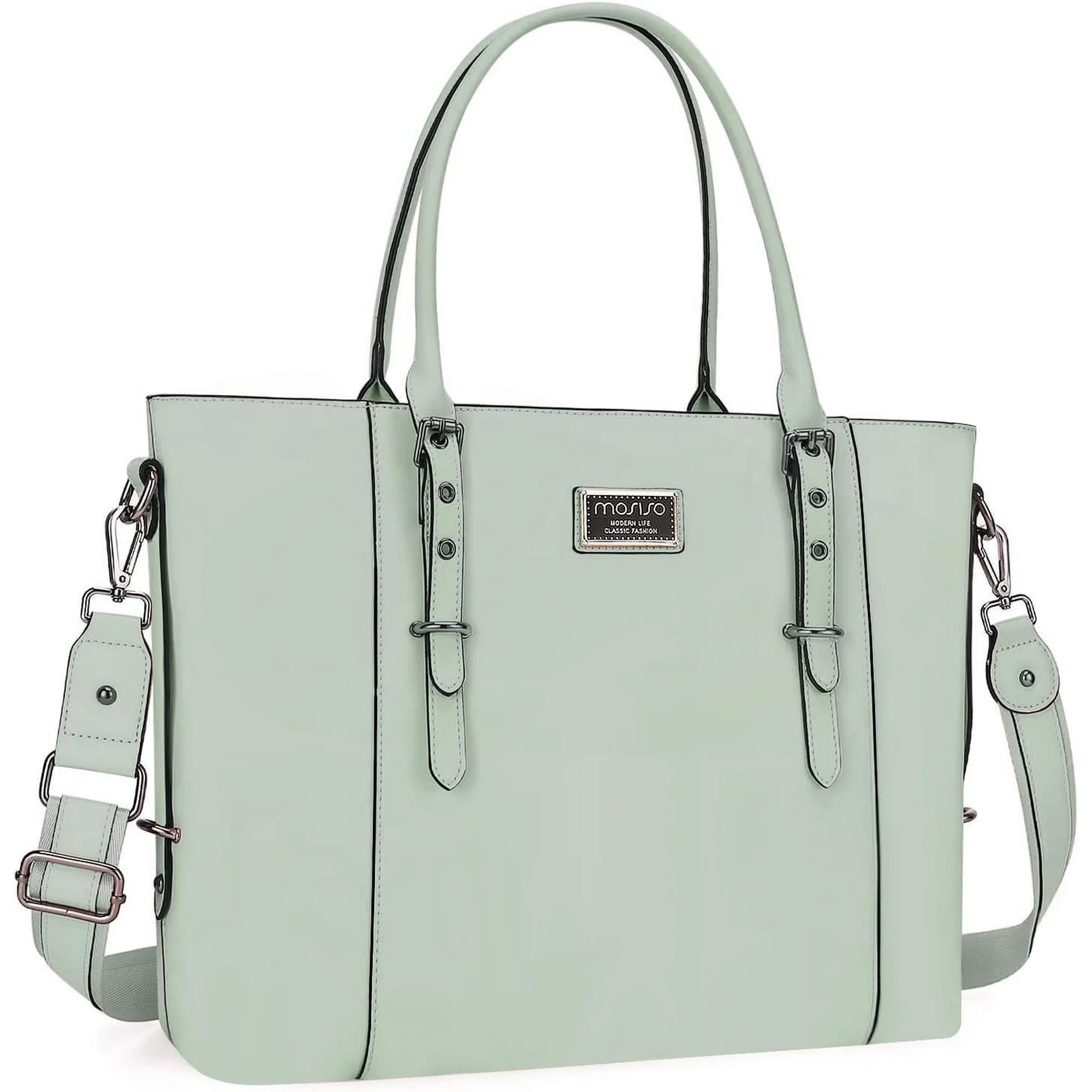 Mosiso 17.3 Inch Water Resistant PU Leather Laptop Tote Bag - Large Capacity Business Briefcase f... | Walmart (US)