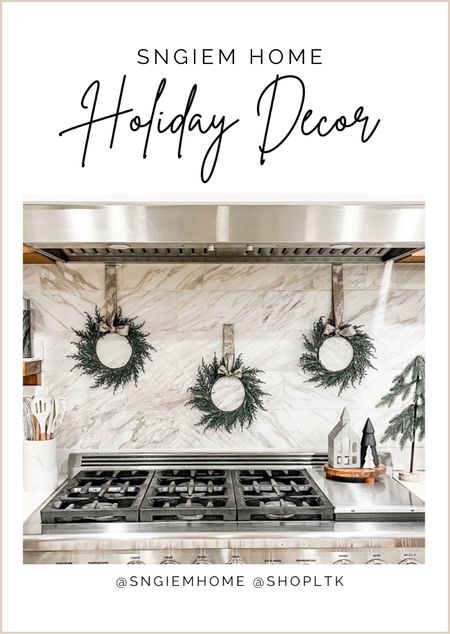 Deck your kitchen out with whimsical holiday touches using holiday wreaths & mini ceramic homes and Christmas trees.  #LTKChristmas #LtkDecor

#LTKHoliday #LTKhome