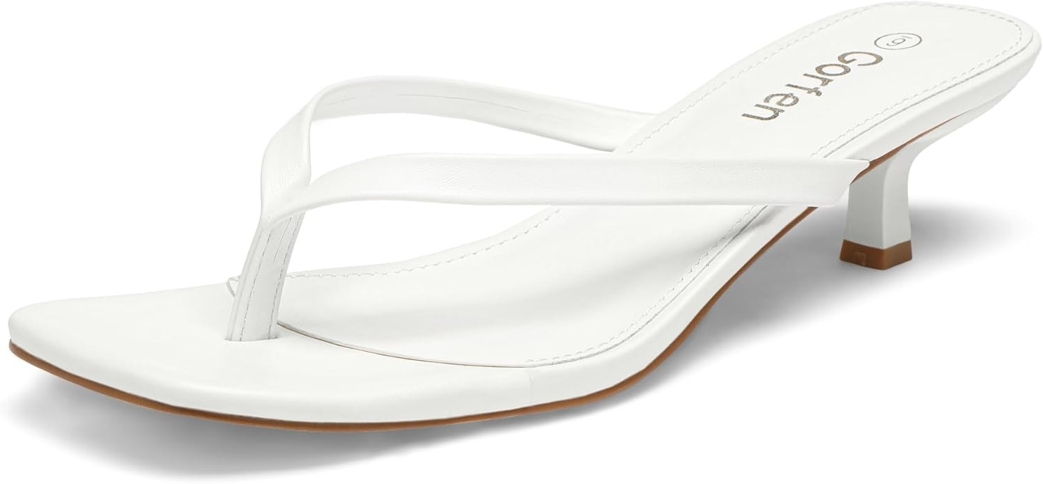 Women's Kitten Heel Sandals Square Toe Slip-On Flip Flop Heels Thong Sandals for Summer 2 Inch He... | Amazon (US)