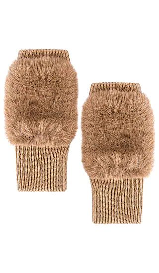 Texty Time Faux Fur Mittens in Camel | Revolve Clothing (Global)