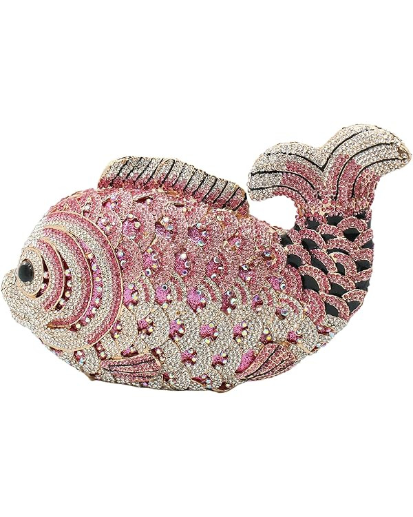 Women Mini Fish Clutch Luxury Rhinestones Purse Sparkling Banquet Handbag Wedding Party Clutch Ba... | Amazon (US)