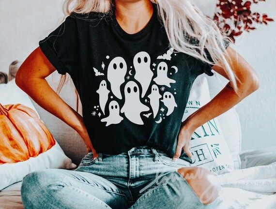 Spooky Ghosts T Shirt  Halloween Shirt  Women's | Etsy | Etsy (US)
