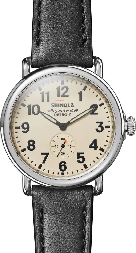 Runwell Leather Strap Watch, 41mm | Nordstrom
