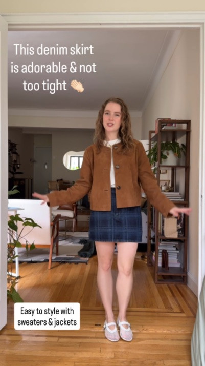 The cutest fall skirt outfit! Love this plaid denim skirt from @Target I sized up 1 for relaxed fit in the butt. Wearing small (usually 0-2 in pants)
Suede jacket is small (sized up 1 for relaxed fit) #falloutfit #skirtoutfit

#LTKSaleAlert #LTKSeasonal
