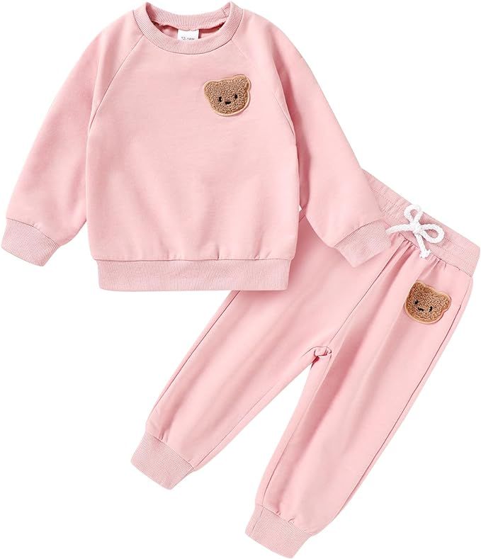 Eaerobc Fall Outfit for Toddler Boy Girl Long Sleeve Bear Sweatshirt Pant Sets Winter Pullover Cl... | Amazon (US)