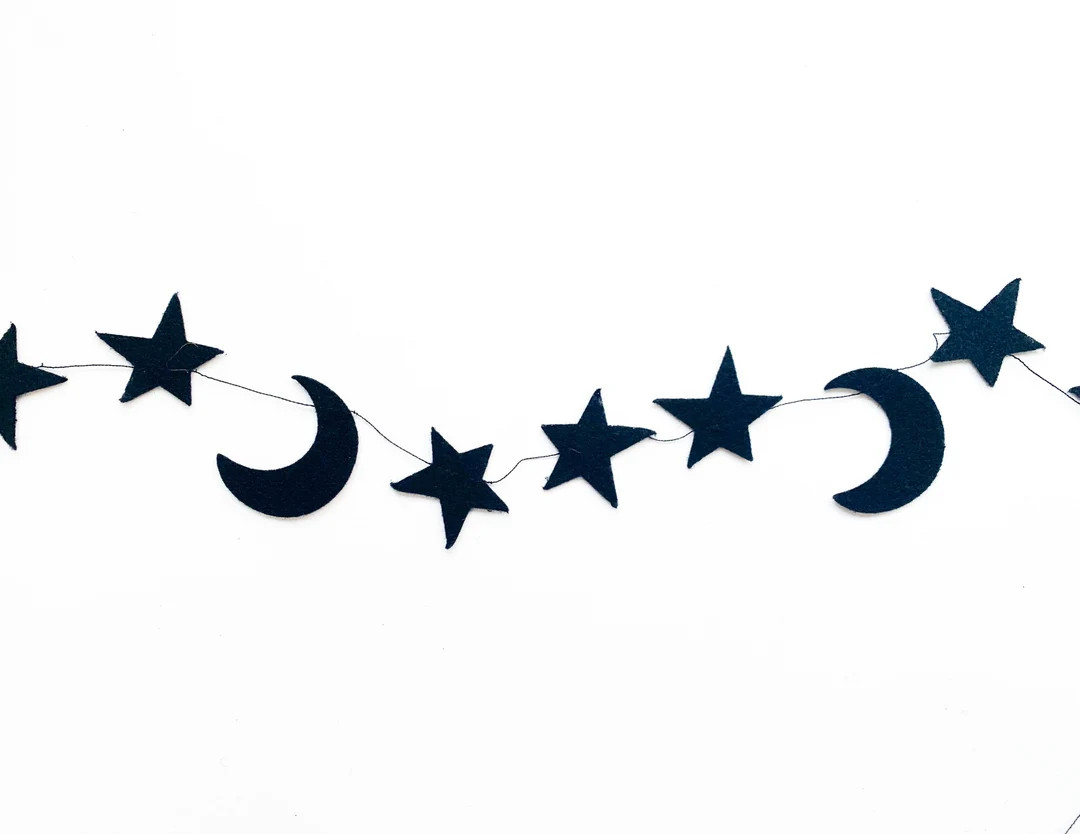 Mini Felt Moon & Stars Garland - Banner, Bunting - Etsy | Etsy (US)
