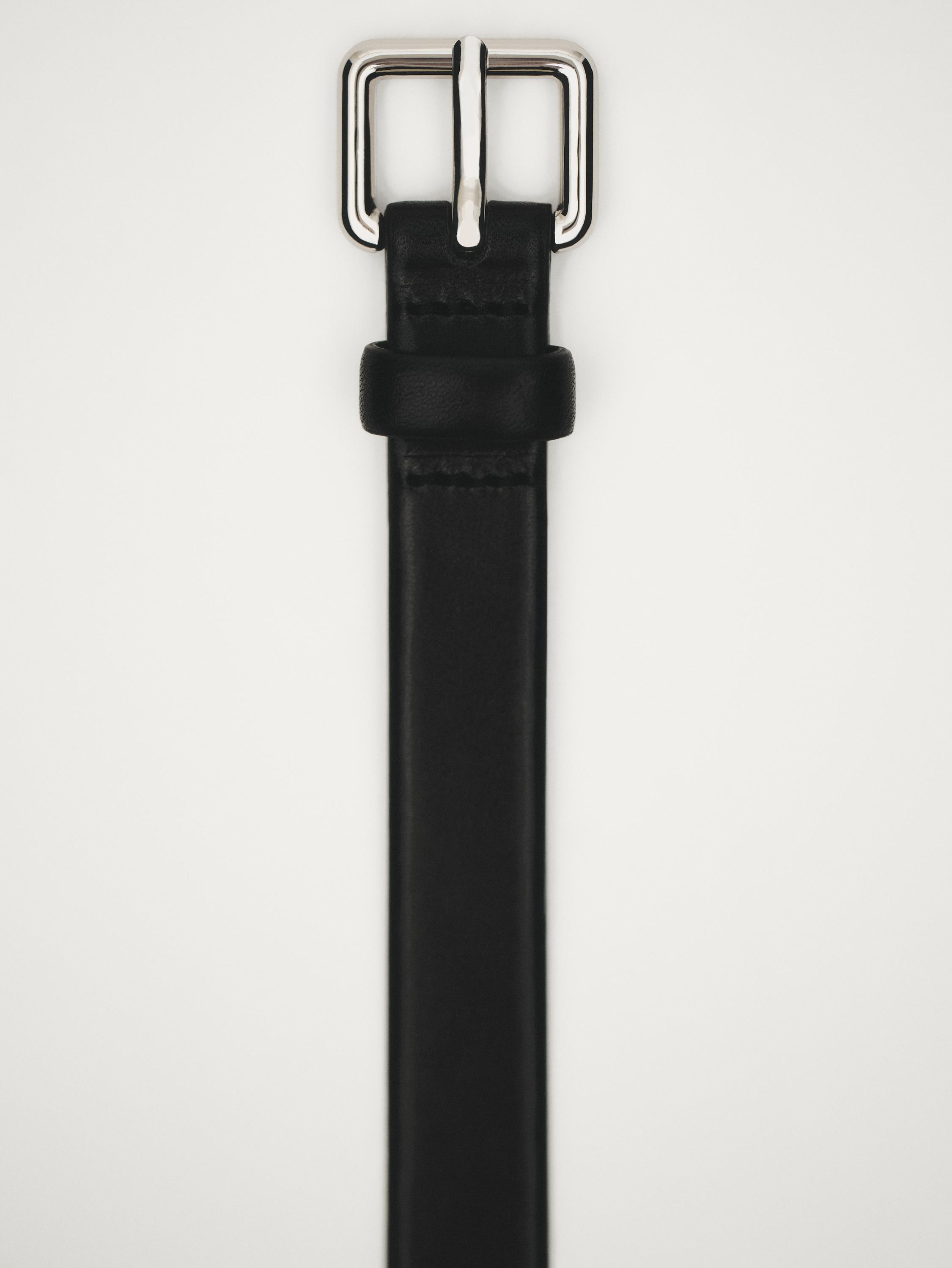 Leather belt with square buckle | Massimo Dutti UK