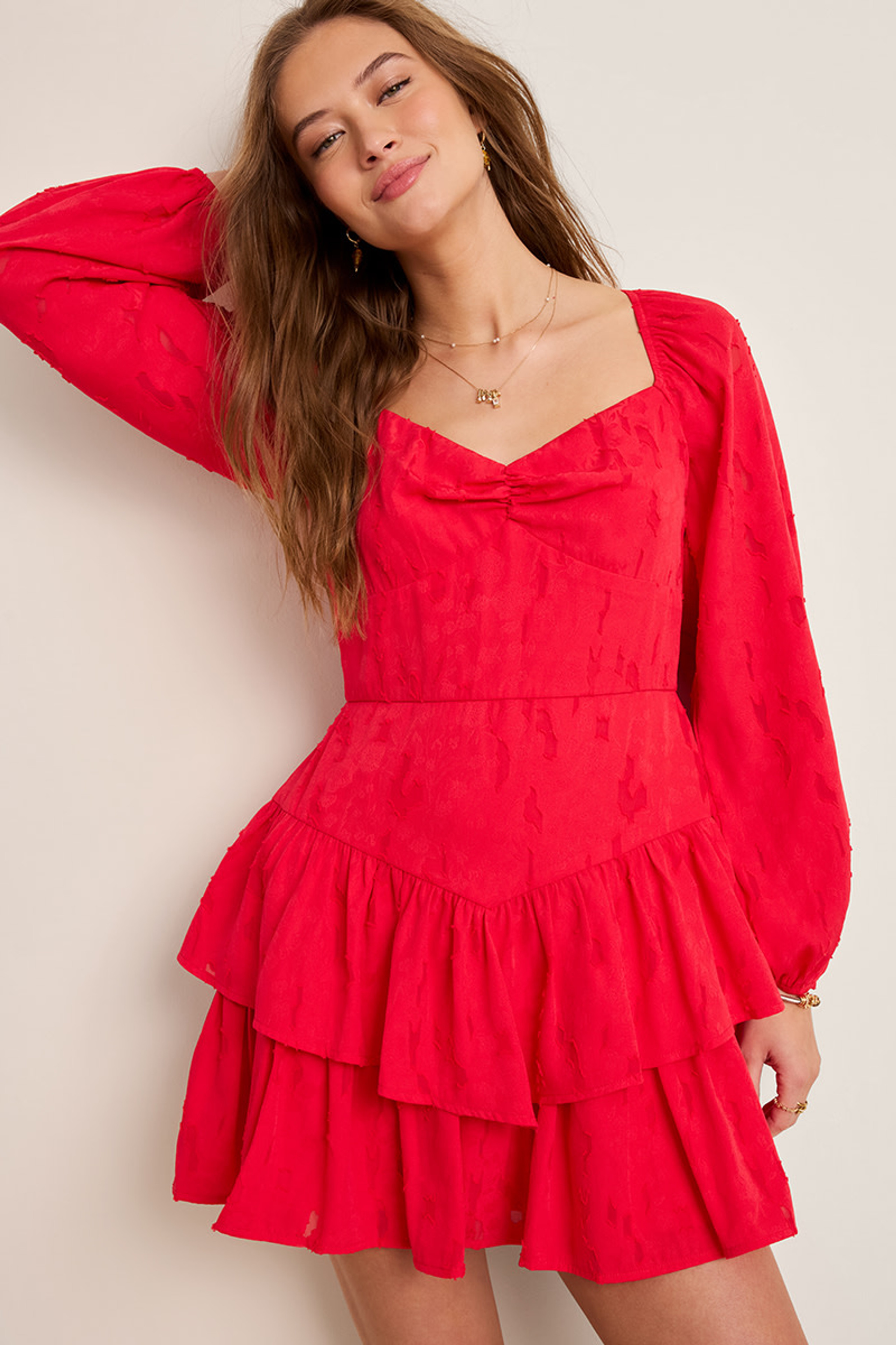 Sophie Tiered Jacquard Mini Dress | Francesca's