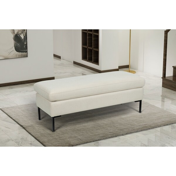 Saddle Upholstered Modern Bench - Creamy White | Bed Bath & Beyond
