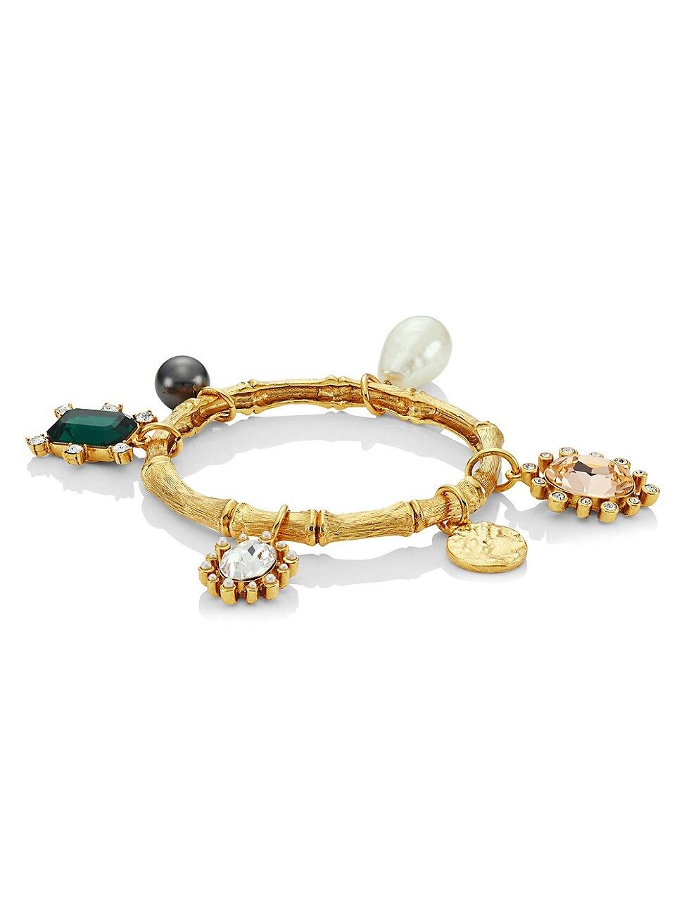 Goldtone, Crystal & Faux Pearl Bamboo Charm Bracelet | Saks Fifth Avenue