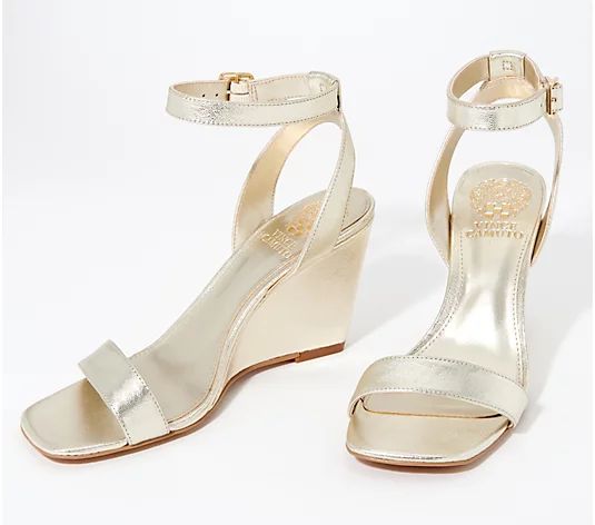 Vince Camuto Leather Square-Toe Wedges - Gallana | QVC