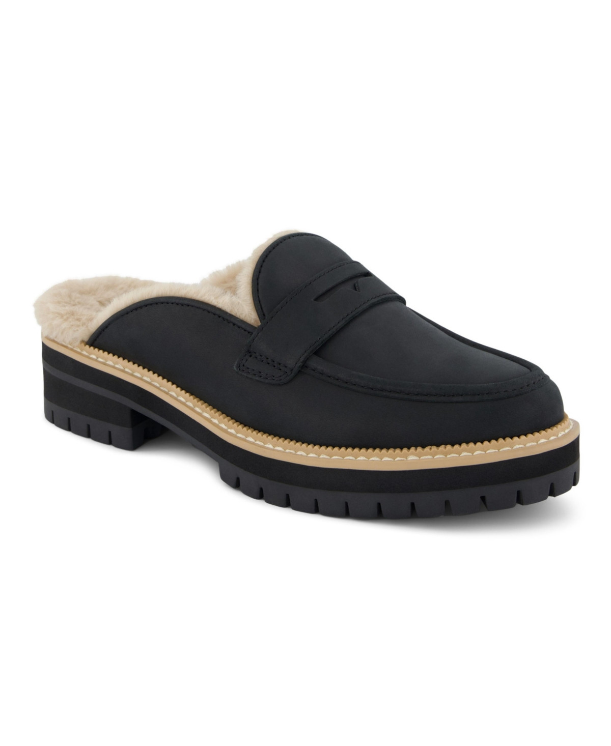 Toms Women's Cara Cozy Lug Sole Loafer Mule - Black Leather | Macy's