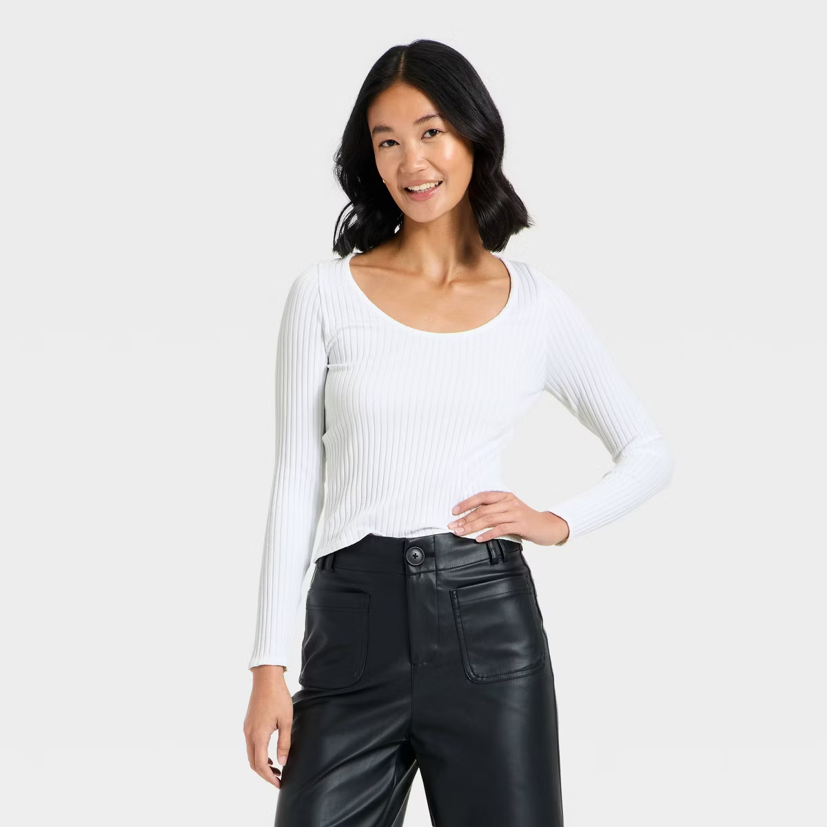 Women's Slim Fit Ribbed Seamless Long Sleeve Top - A New Day™ | Target