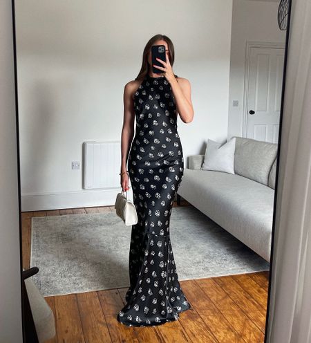 Summer occasion-wear/ wedding guest inspiration 
Wearing a size 8 in the day 6 black printed maxi dress 
Old Russell and Bromley bag 
