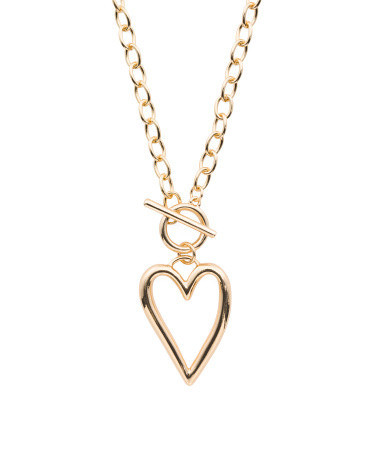18in 14kt Gold Plated Open Heart Toggle Necklace | Marshalls