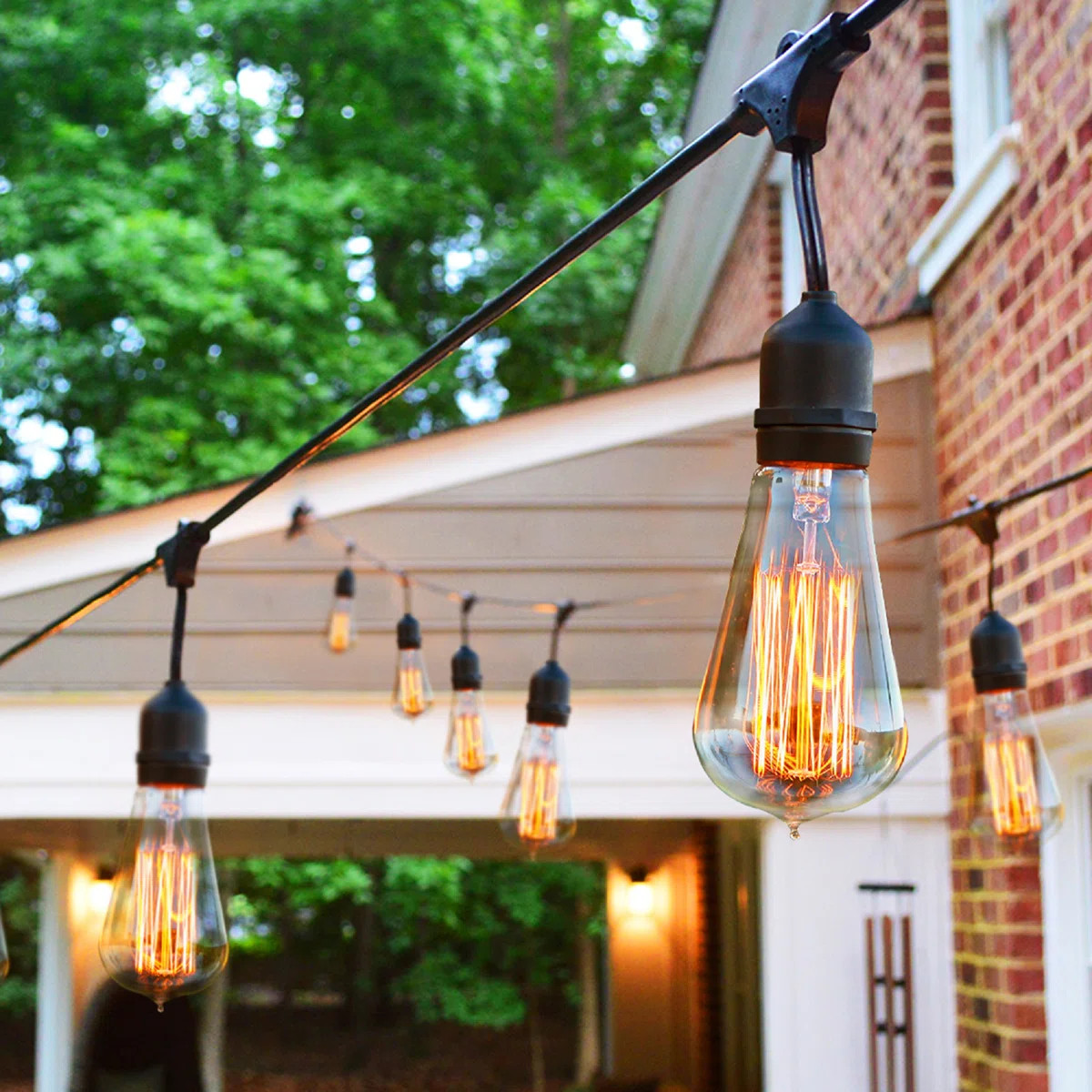Ambience Pro 48 ft. Outdoor Plug-In Incandescent String Lights with 15 Edison Bulbs, Weatherproof... | Wayfair North America