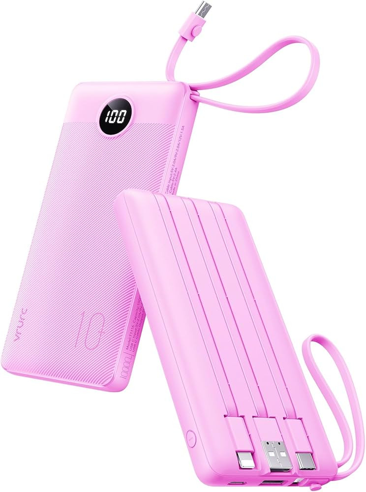 VRURC Portable Charger 10000mAh, Travel Essentials Battery Pack, 5 Output 2 Input Power Bank, Bui... | Amazon (US)
