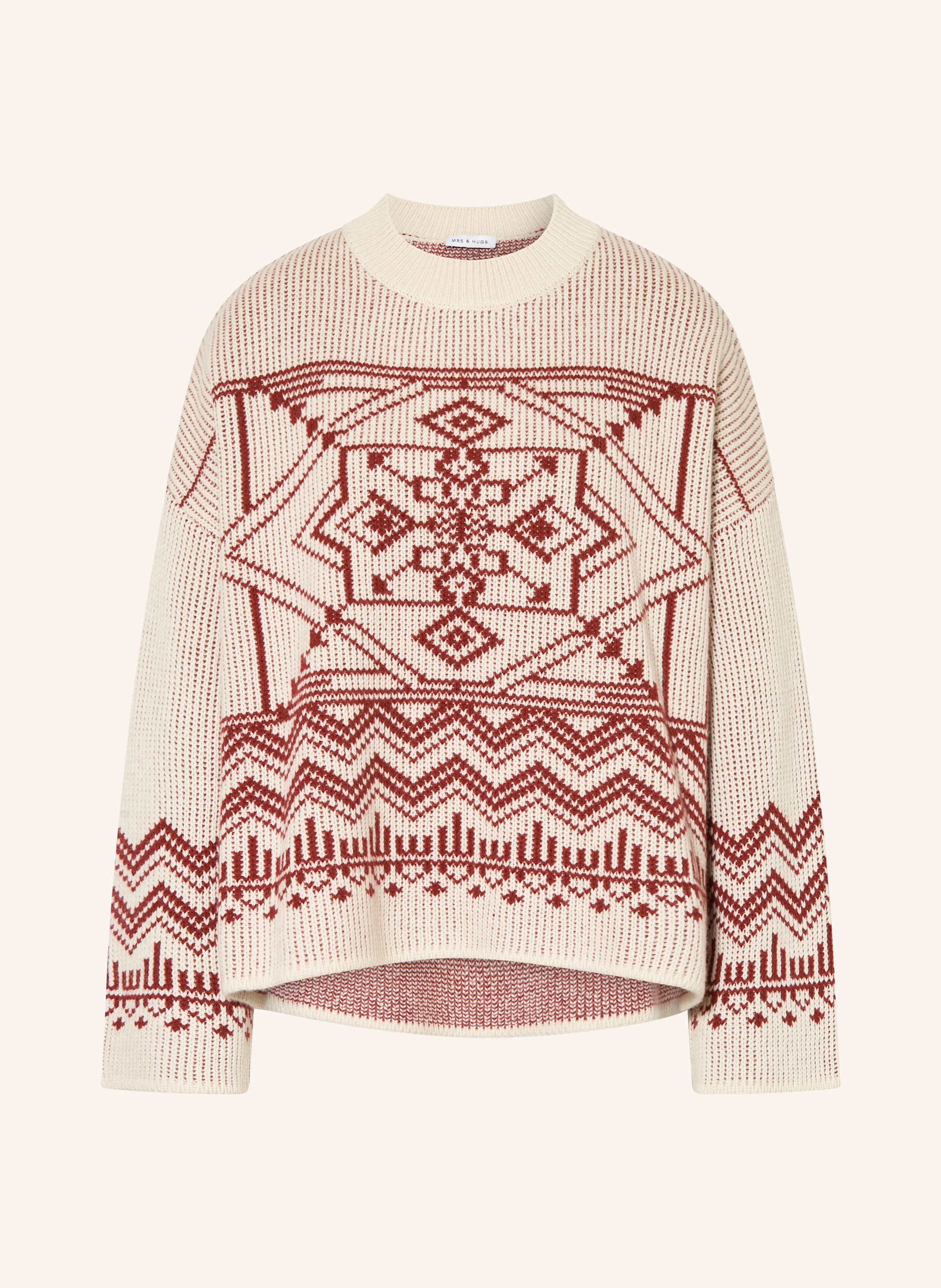 MRS & HUGS Pullover mit Cashmere in weiss / dunkelrot | Breuninger (DACH)