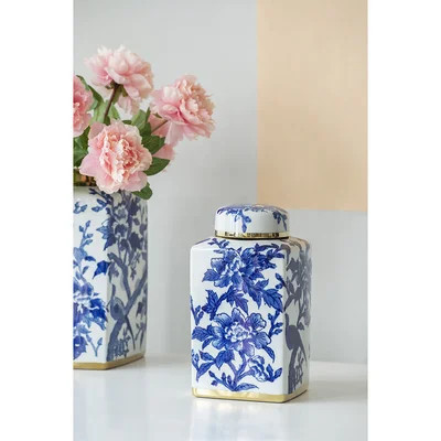 Blue/White 10.6" Porcelain Ginger Jar | Wayfair North America