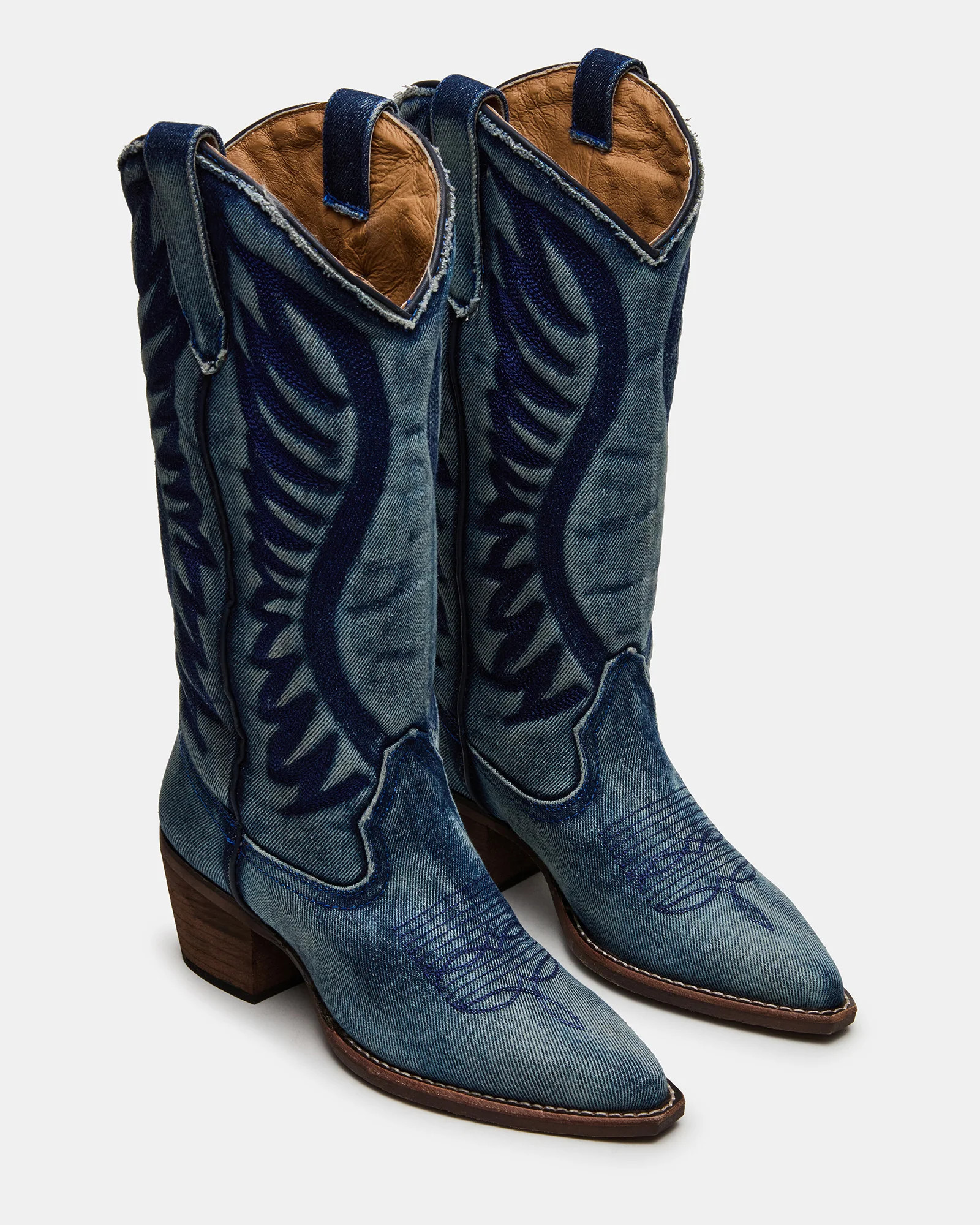 ALBANY Denim Fabric Pointed-Toe Women's Western Boot | Steve Madden (US)