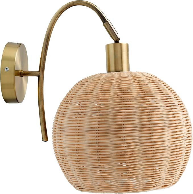 Mark&Day Wall Sconces, Laroya Rustic Beige 1-Light Plug-in or Hardwire Wall Sconce Lighting for B... | Amazon (US)