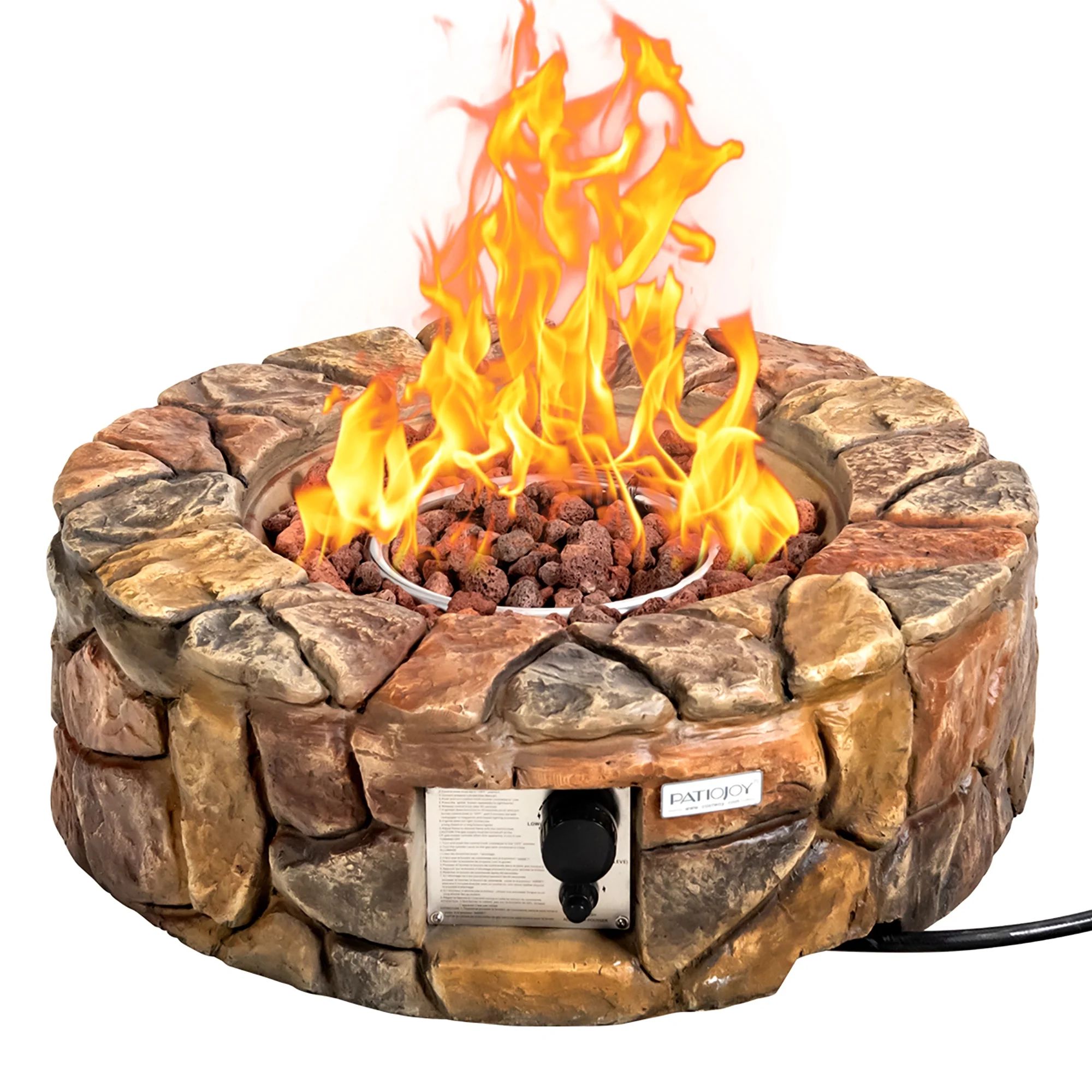 Costway 28'' Propane Gas Fire Pit Outdoor 40,000 BTU Stone Finish Lava Rocks Cover Brown - Walmar... | Walmart (US)