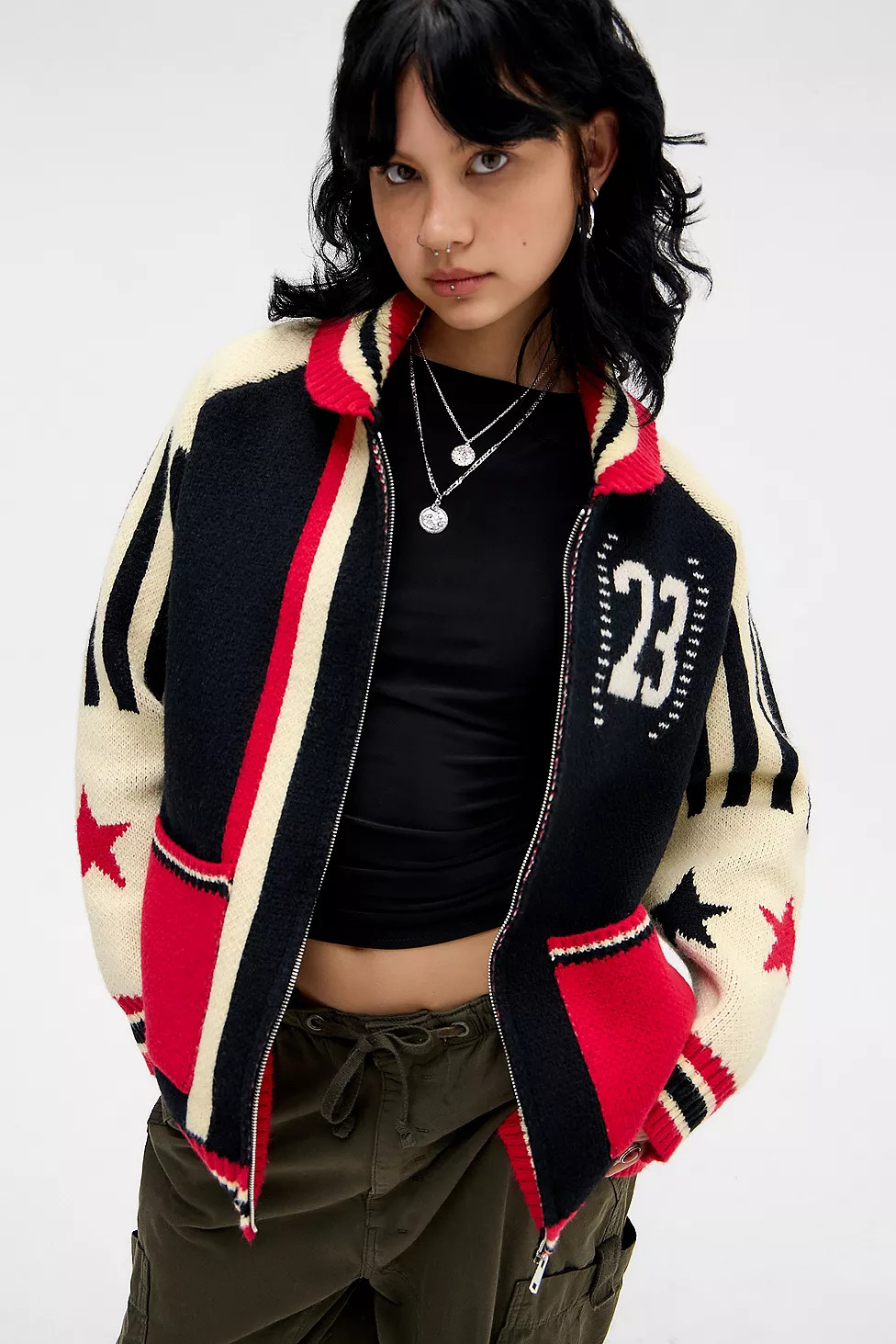 Jaded London Team 23 Knitted Zip-Through Jacket | Urban Outfitters UK