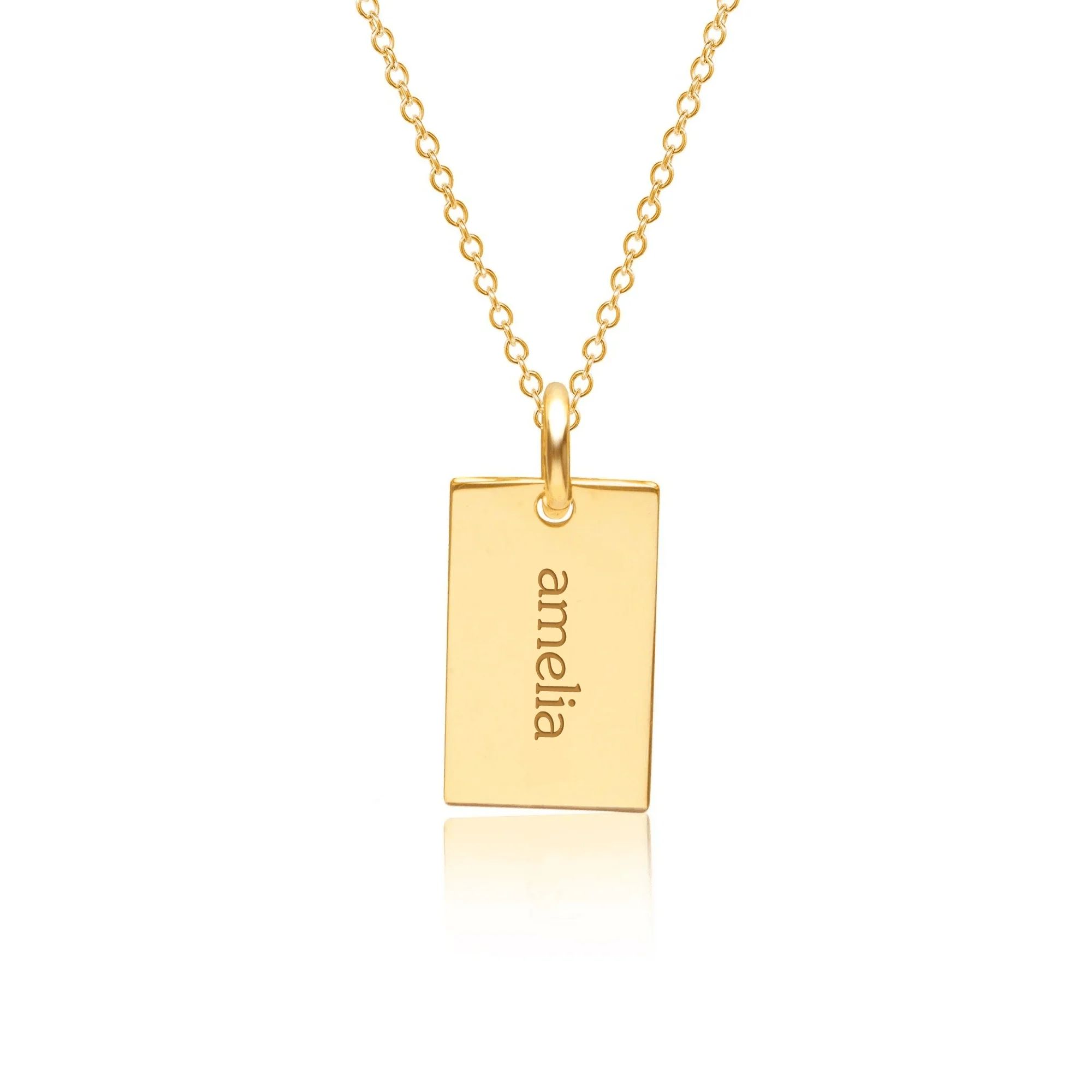 Gold Mini Dog Tag Necklace | Tiny Tags