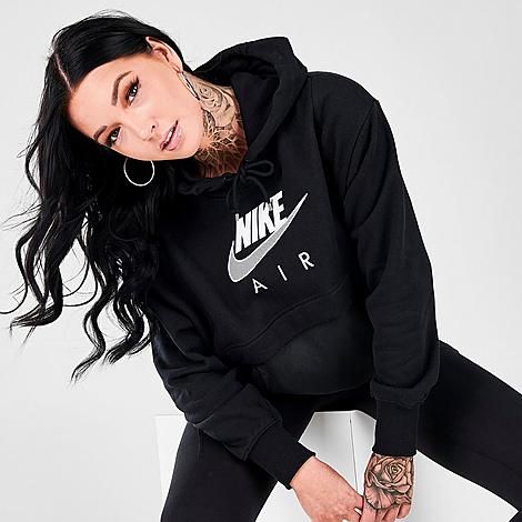 Nike Women's Air Hoodie in Black/Black Size X-Small 100% Cotton/Nylon/Polyester | Finish Line (US)